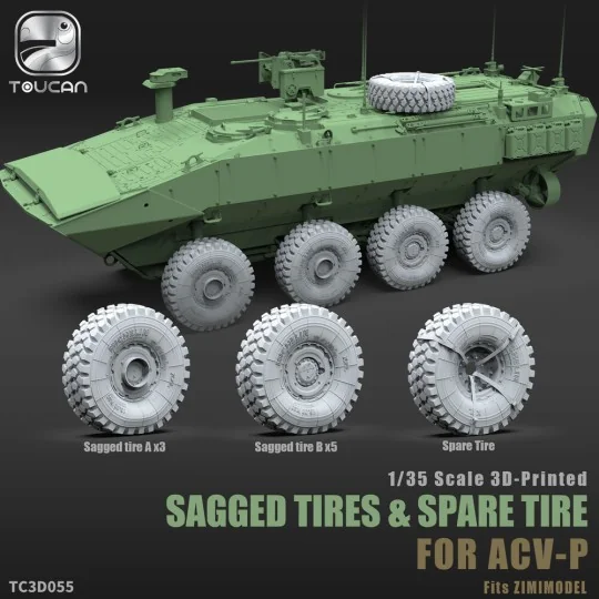 SAGGED TIRES & SPARE TIRE FOR ACV-P, 1/35 - Toucan Model TC3D055