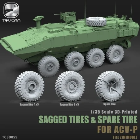 SAGGED TIRES & SPARE TIRE FOR ACV-P, 1/35 - Toucan Model TC3D055
