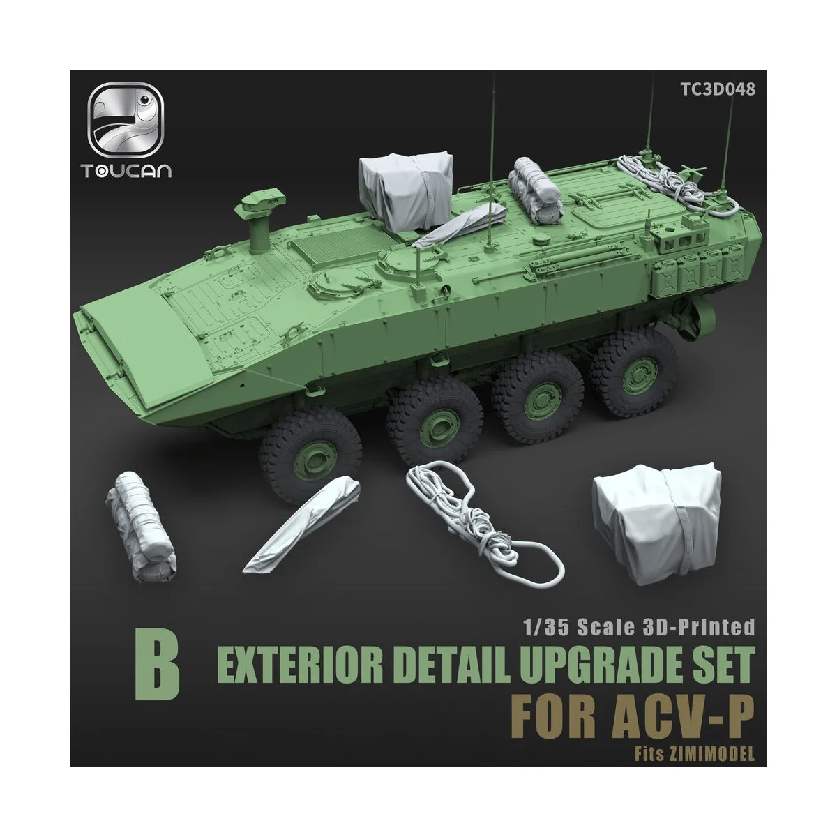 EXTERIOR DETAIL UPGRADE SET B FOR ACV-P, 1/35 - Toucan Model TC3D048