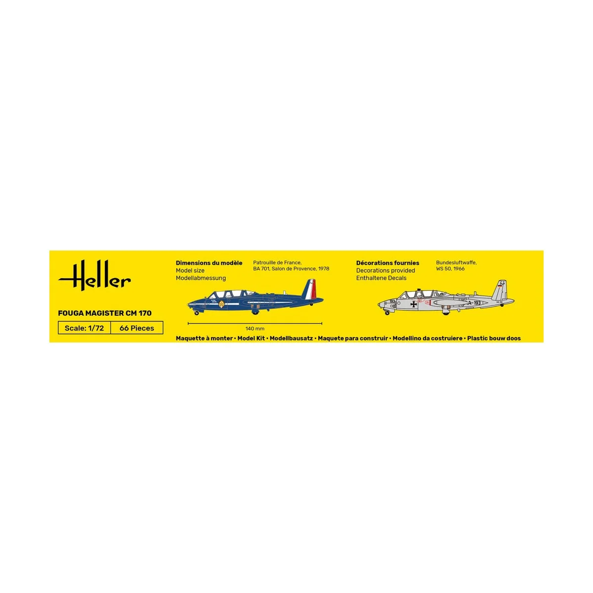 STARTER KIT Fouga Magister CM 170, 1/72 - Heller 56220