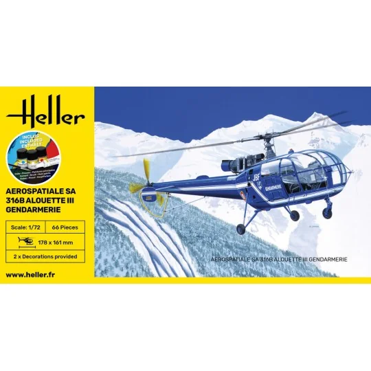 STARTER KIT SA 316 Alouette III Gendarmerie, 1/72 - Heller 56286