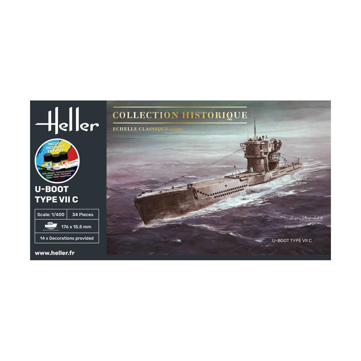 STARTER KIT U-Boot Type VII C, 1/400 - Heller 57002