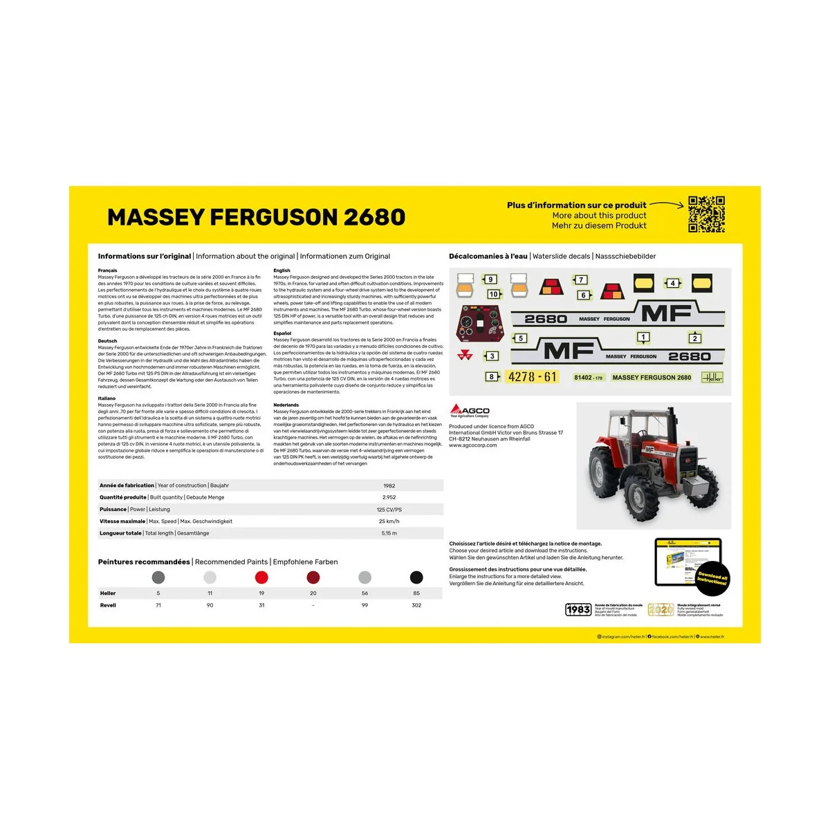 STARTER KIT Massey Ferguson 2680, 1/24 - Heller 57402