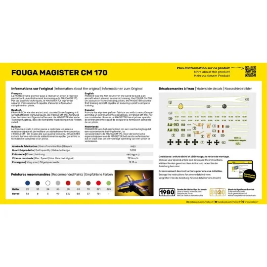 Fouga Magister CM 170, 1/72 - Heller 80220