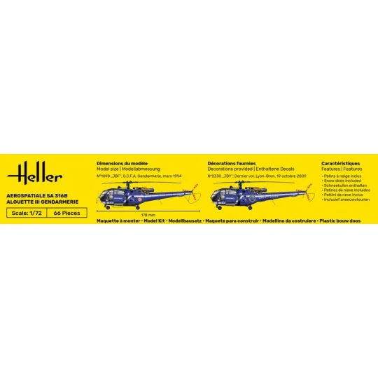 SA 316 Alouette III Gendarmerie, 1/72 - Heller 80286