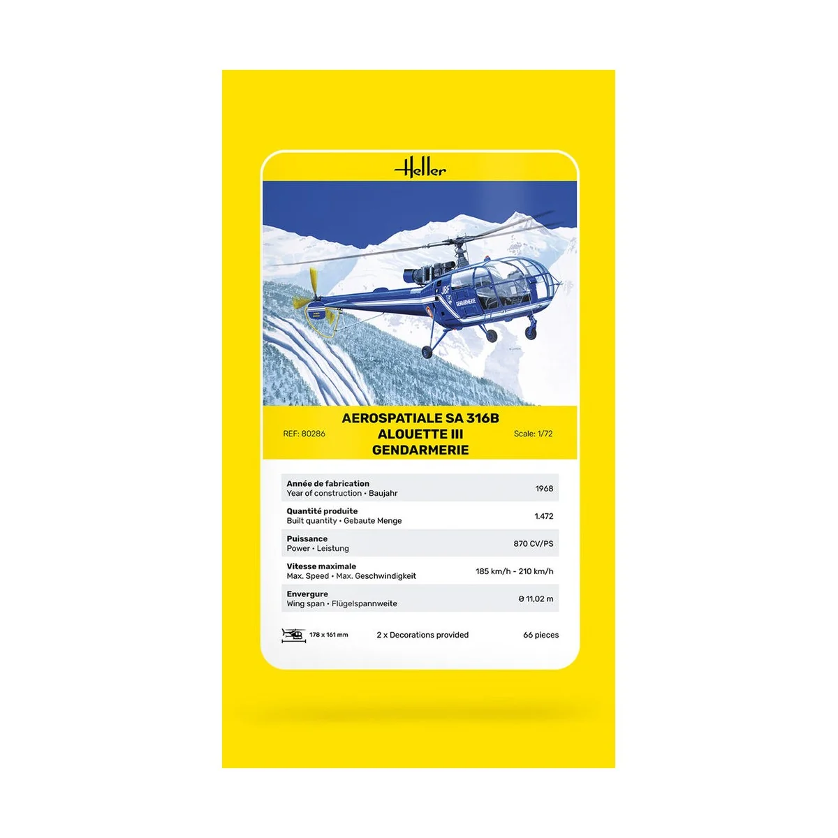 SA 316 Alouette III Gendarmerie, 1/72 - Heller 80286