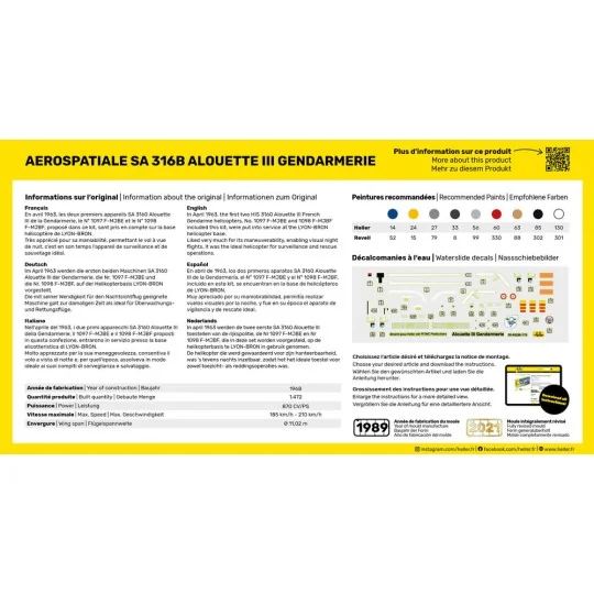 SA 316 Alouette III Gendarmerie, 1/72 - Heller 80286