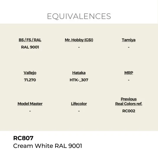 Real Colors: Cream White RAL 9001 17 ml. - AK Interactive RC807