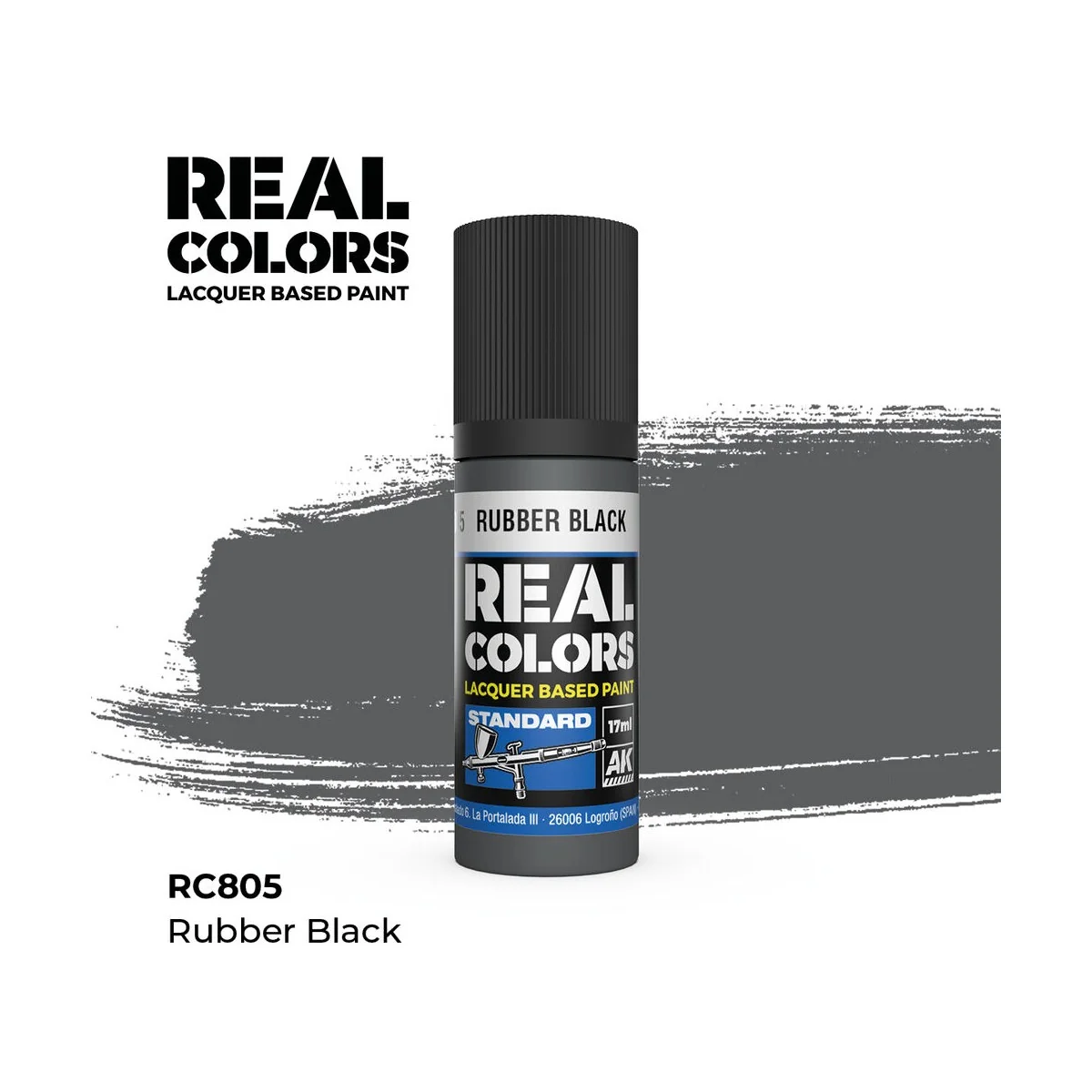Real Colors: Rubber Black 17 ml. - AK Interactive RC805