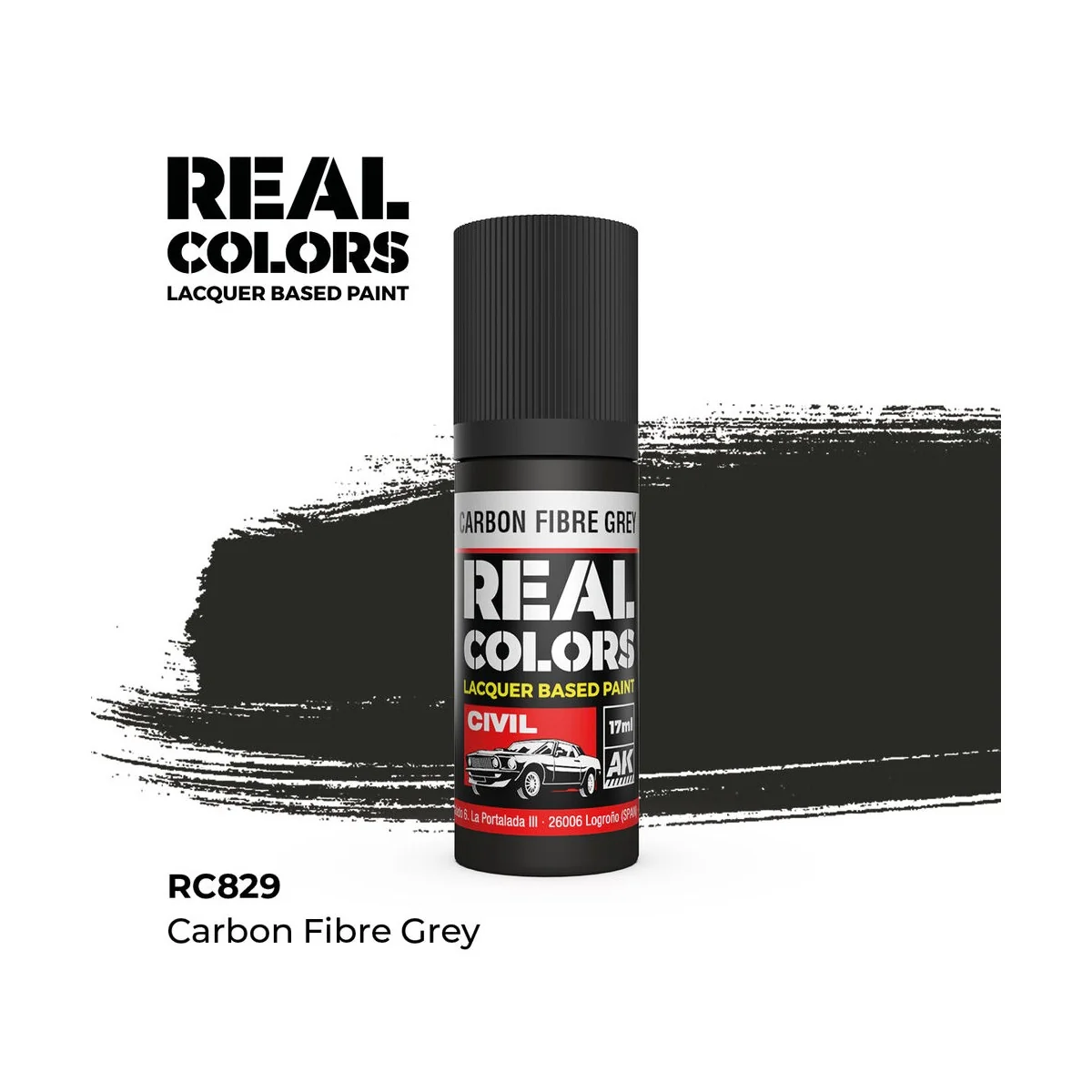 Real Colors: Carbon Fibre Grey 17 ml. - AK Interactive RC829
