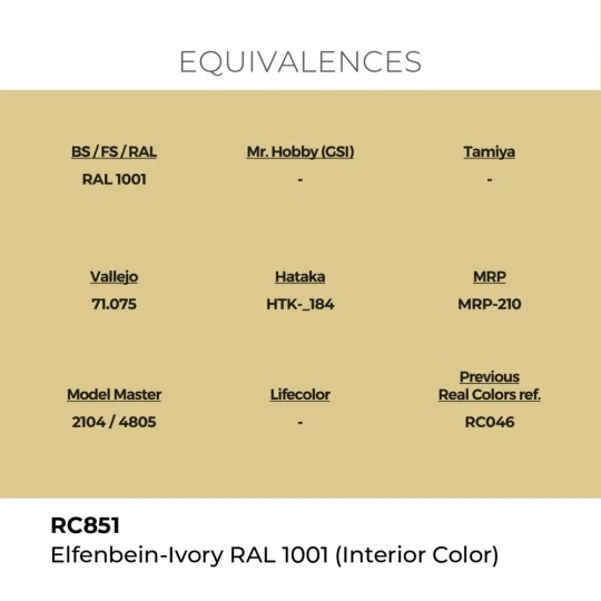 Real Colors: Elfenbein-Ivory RAL 1001 (Interior Color) 17 ml. - AK ...