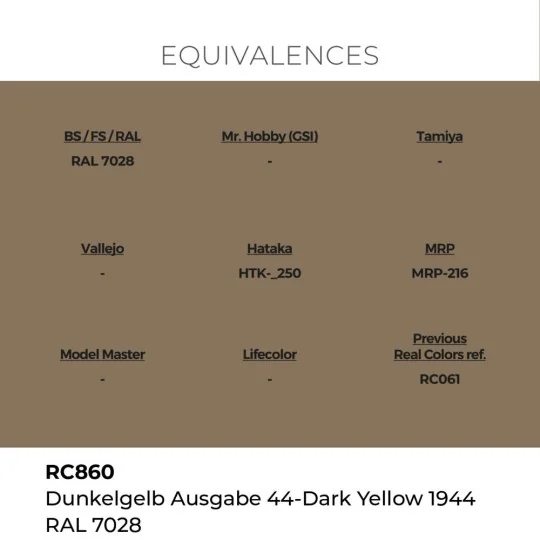 Real Colors: Dunkelgelb Ausgabe 44-Dark Yellow 1944 RAL 7028 17 ml....