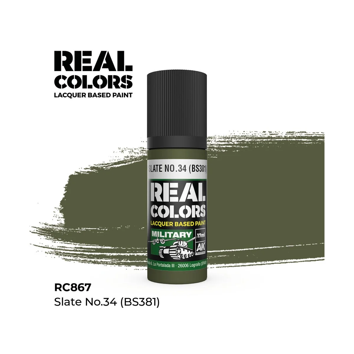 Real Colors: Slate No.34 (BS381) 17 ml. - AK Interactive RC867