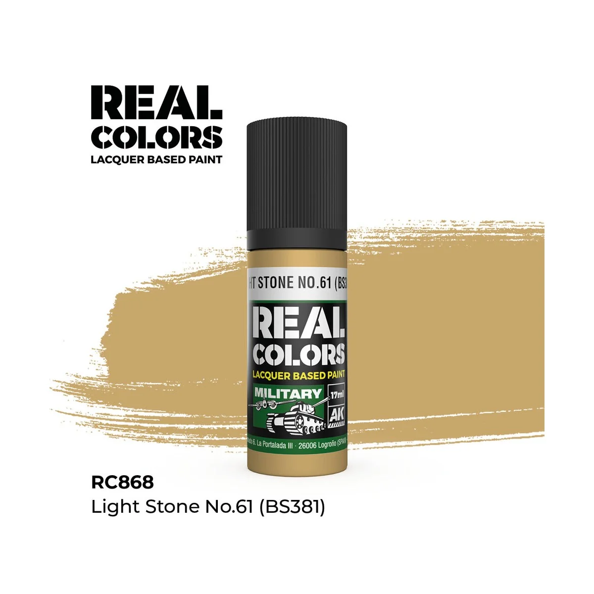 Real Colors: Light Stone No.61 (BS381) 17 ml. - AK Interactive RC868