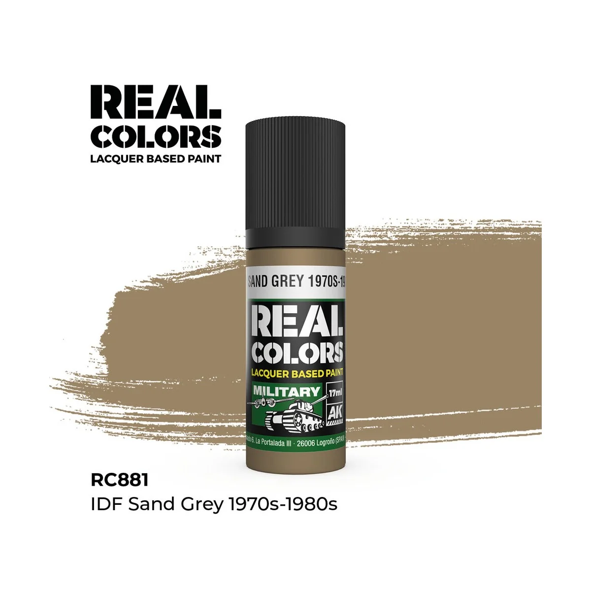 Real Colors: IDF Sand Grey 1970S-1980S 17 ml. - AK Interactive RC881