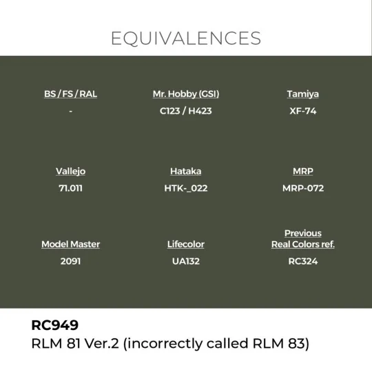 Real Colors: RLM 81 Ver.2 (incorrectly called RLM 83) 17 ml. - AK I...