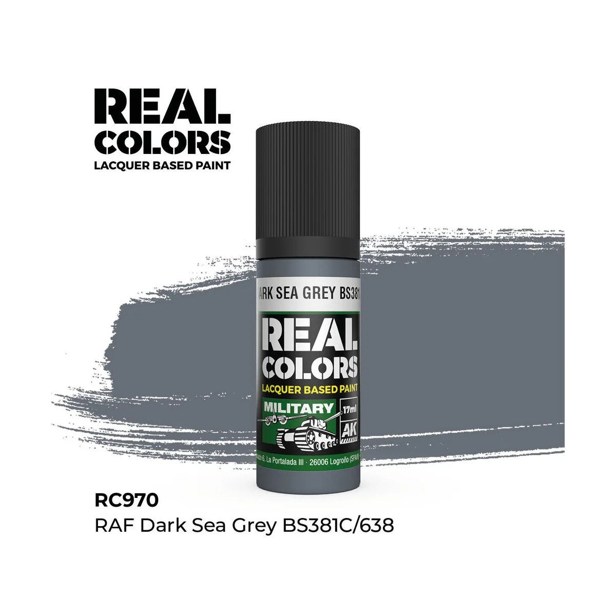 Real Colors: RAF Dark Sea Grey BS381C/638 17 ml. - AK Interactive R...