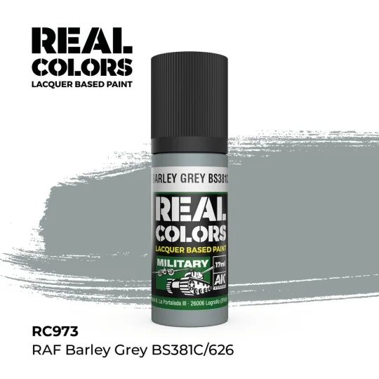 Real Colors: RAF Barley Grey BS381C/626 17 ml. - AK Interactive RC973