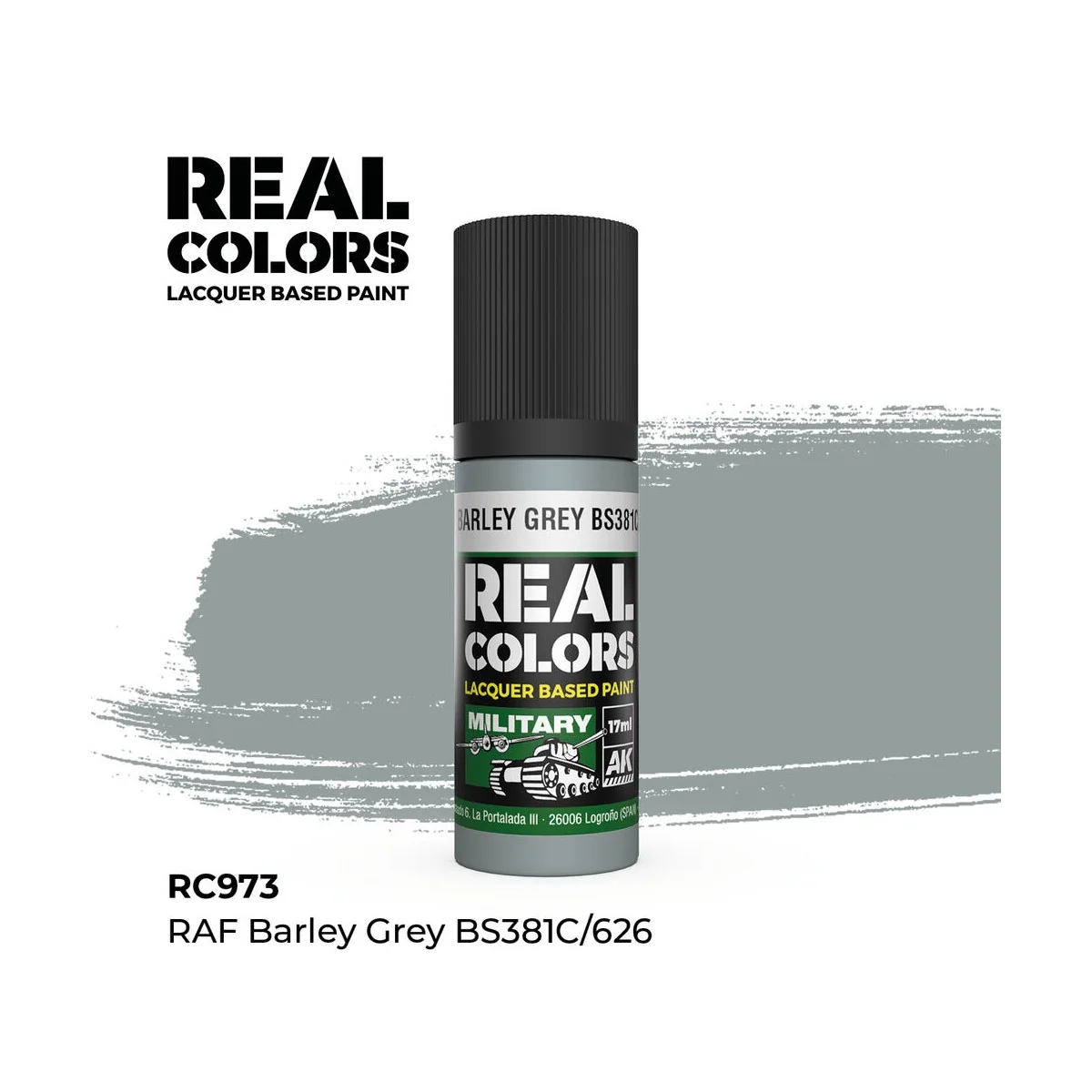 Real Colors: RAF Barley Grey BS381C/626 17 ml. - AK Interactive RC973