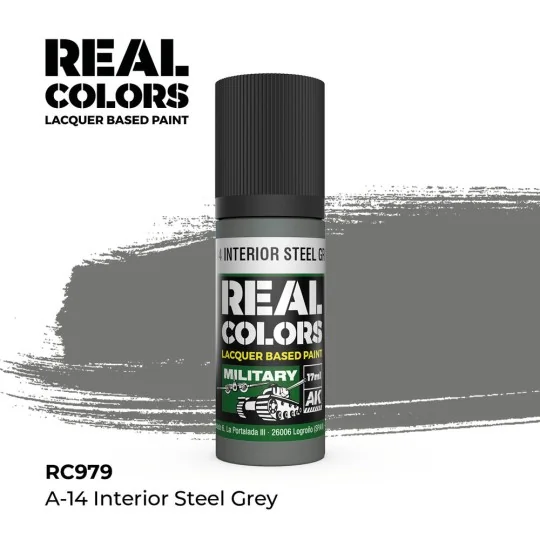 Real Colors: A-14 Interior Steel Grey 17 ml. - AK Interactive RC979