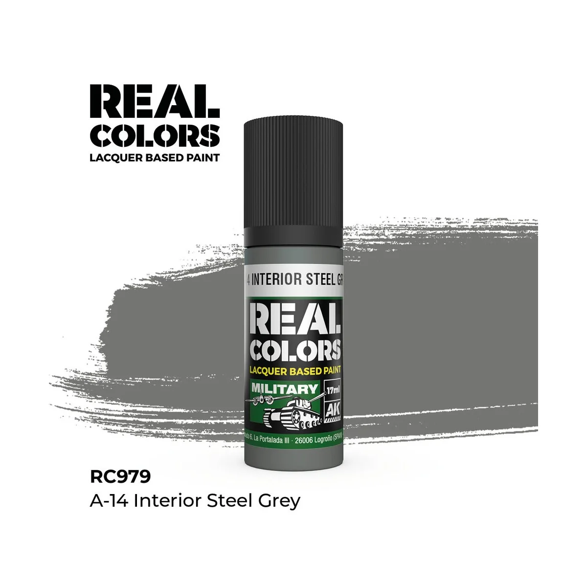 Real Colors: A-14 Interior Steel Grey 17 ml. - AK Interactive RC979