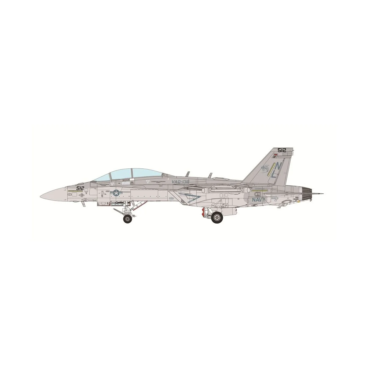 Boeing EA-18G Growler Electronic Attack Aircraft Yellow Jackets, 1/...