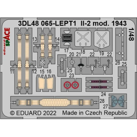 Il-2 mod. 1943 SPACE, 1/48 - Eduard Accessories 3DL48065