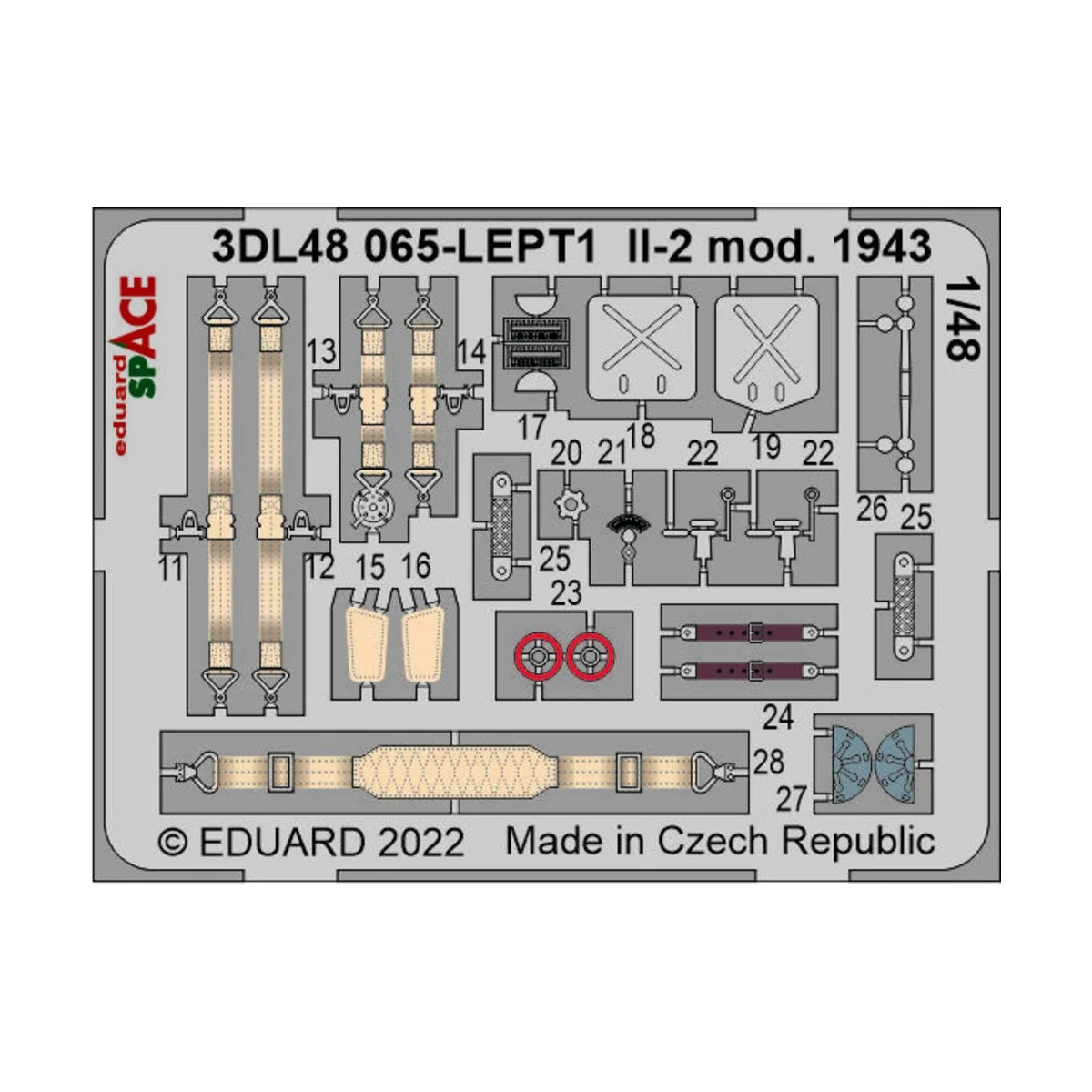 Il-2 mod. 1943 SPACE, 1/48 - Eduard Accessories 3DL48065