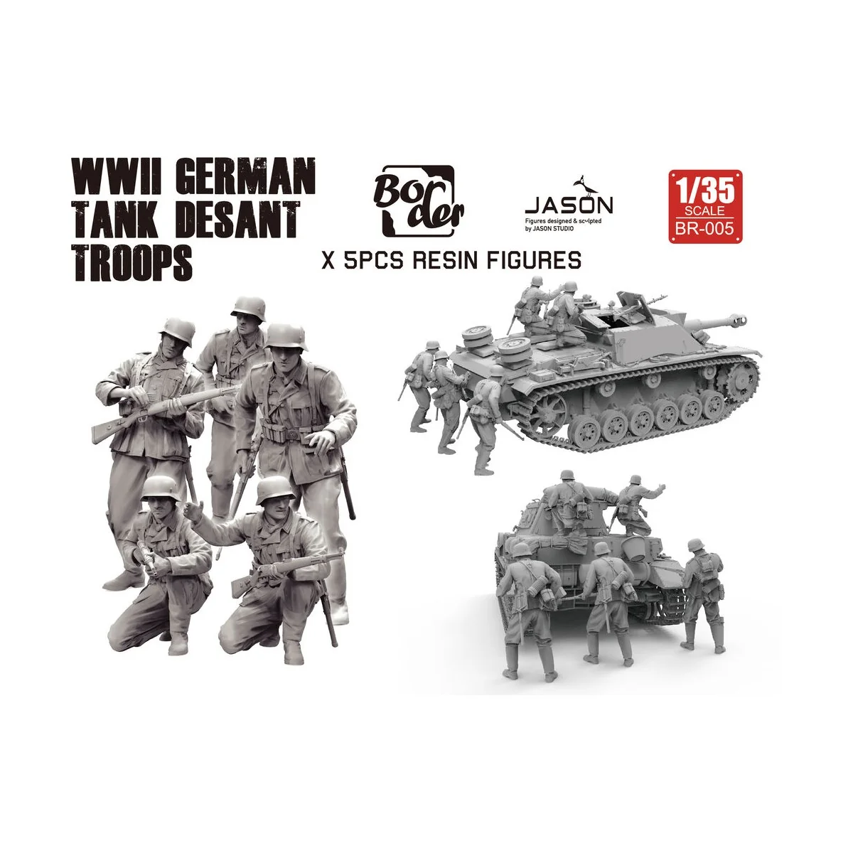 WWII German Tank Troops (5 pcs. Resin Figures), 1/35 - Border Model...