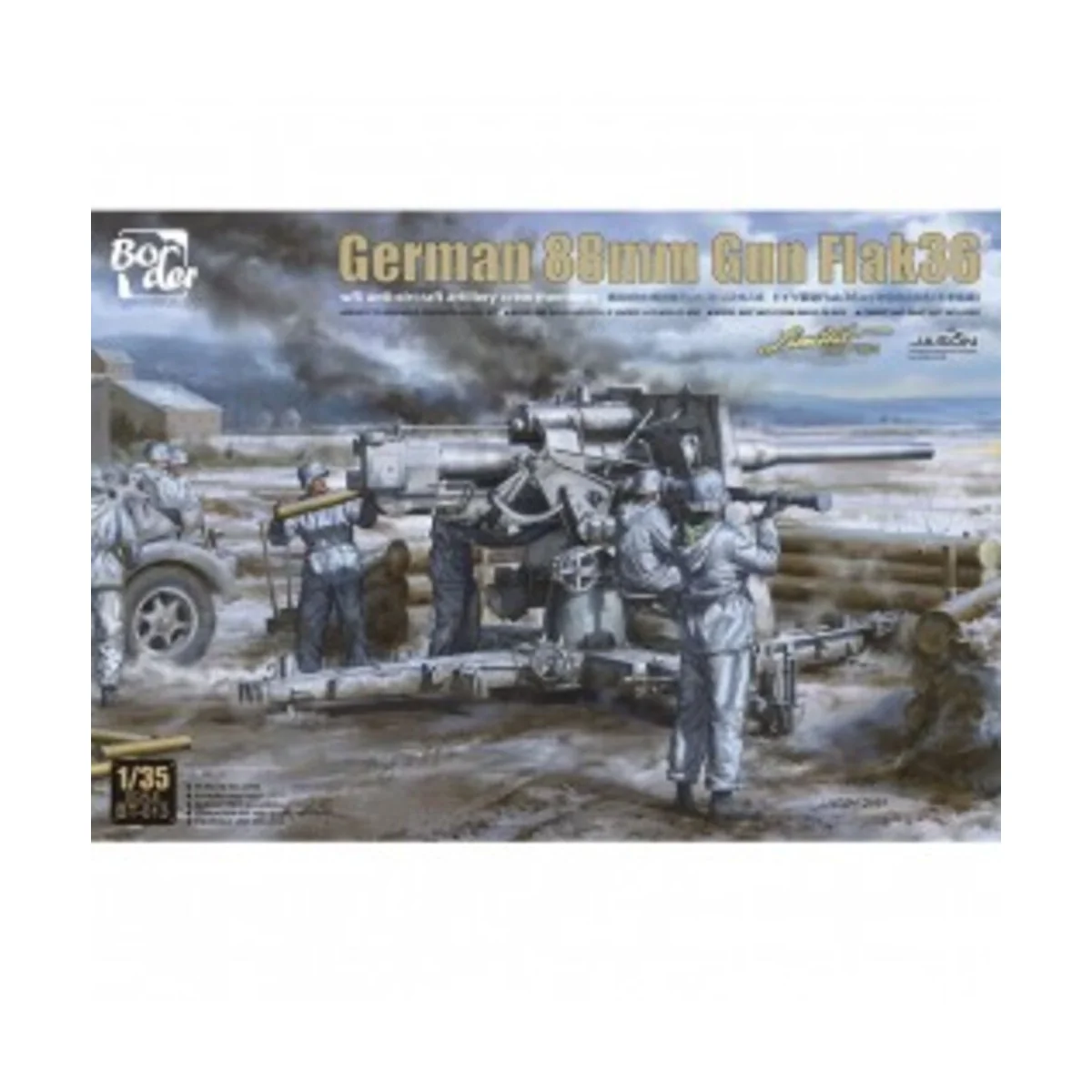 German 88mm Gun Flak 36 w/ 6 Crew Members, 1/35 - Border Model BT-013