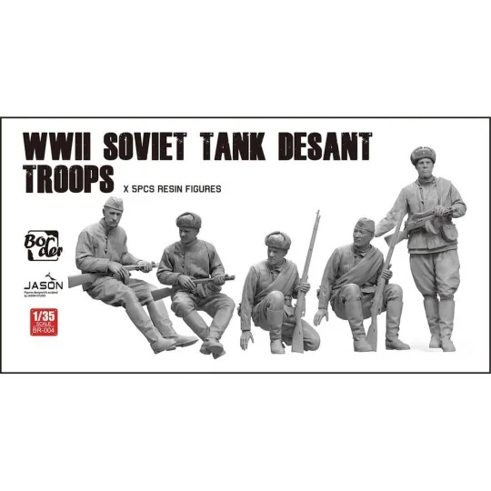 WWII Soviet Tank Desant Troops (5 pcs. Resin Figures), 1/35 - Borde...