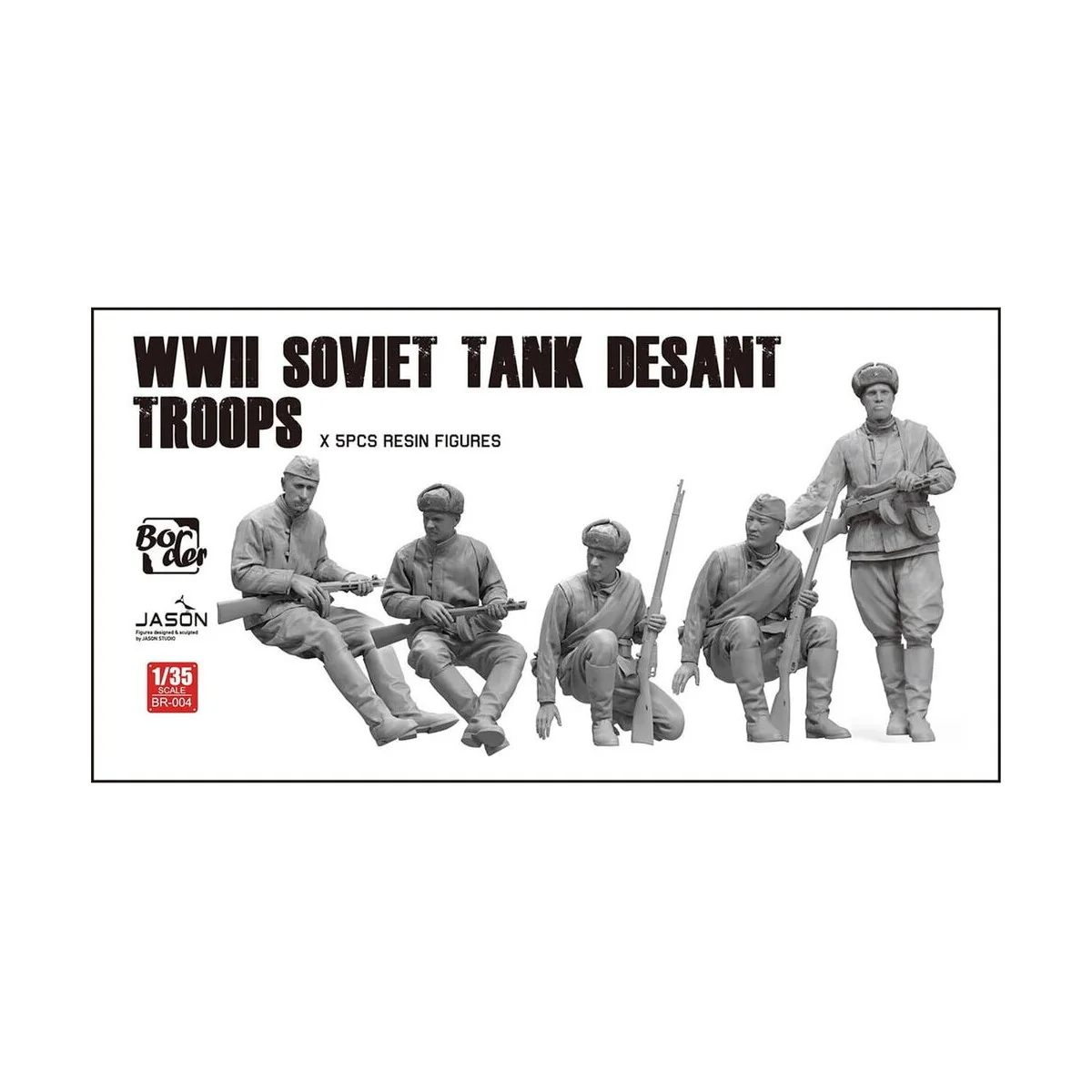 WWII Soviet Tank Desant Troops (5 pcs. Resin Figures), 1/35 - Borde...