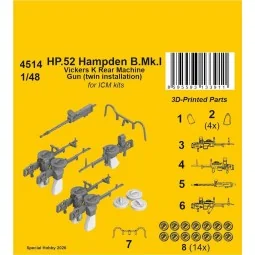 HP.52 Hampden B.Mk.I - Vickers K Rear Machine Gun (twin installatio...