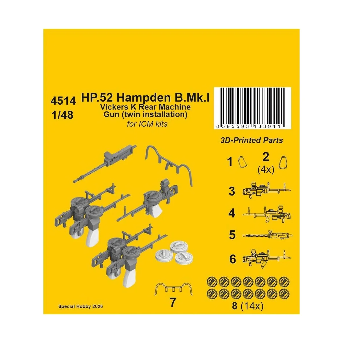 HP.52 Hampden B.Mk.I - Vickers K Rear Machine Gun (twin installatio...