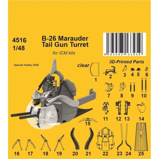 B-26 Marauder Tail Gun Turret for ICM, 1/48 - CMK 129-4516