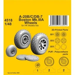 A-20B/C/DB-7 Boston Mk.III Wheels for HK Models, 1/48 - CMK 129-4518