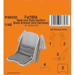 Fw190A Seat and Side Section Back Armour (w/o harness) for Tamiya, ...