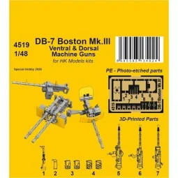 DB-7 Boston Mk.III Ventral & Dorsal Machine Guns for HK Models, 1/4...