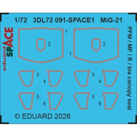 MiG-21 PFM / MF/ R / bis canopy seal SPACE 1/72 for Eduard, 1/72 - ...