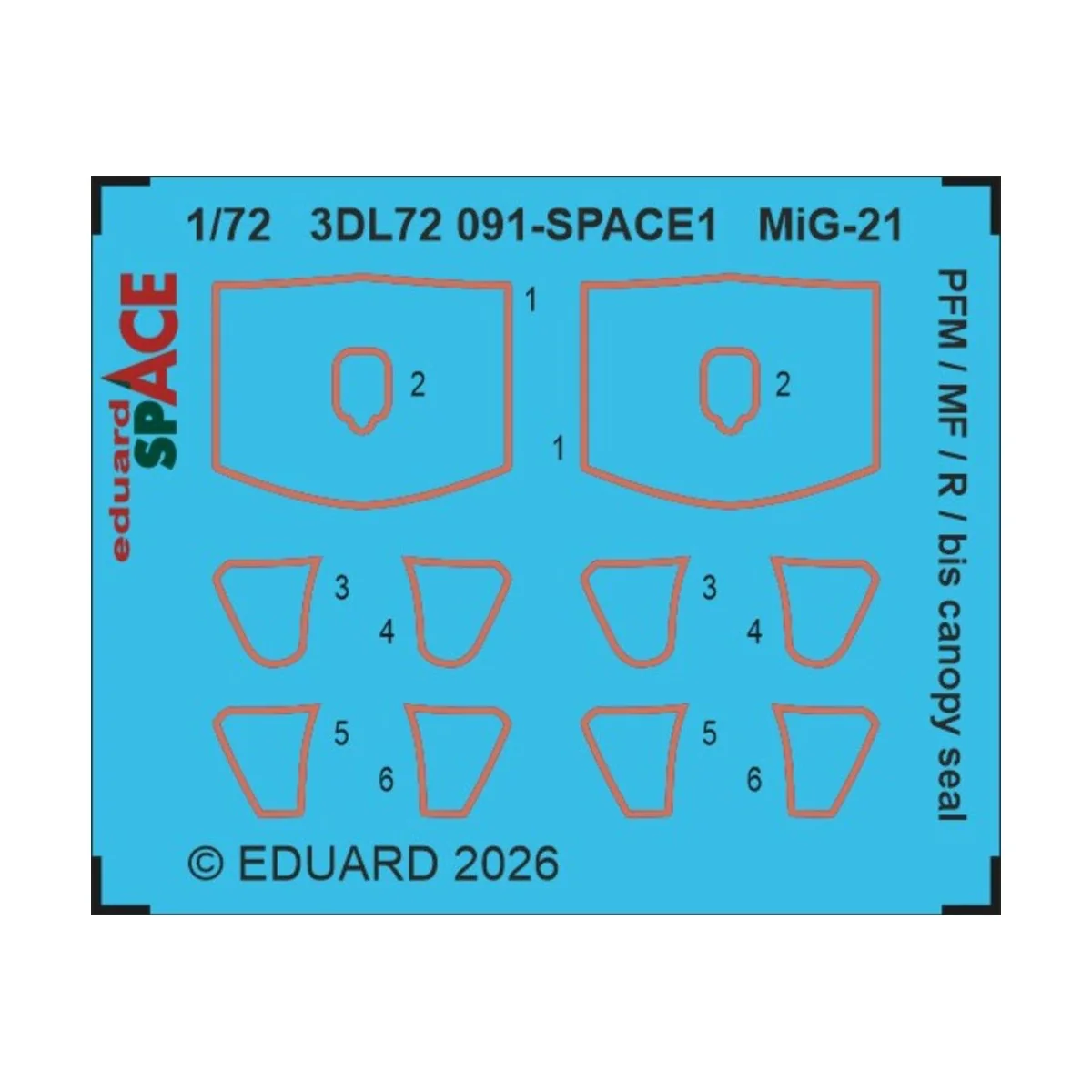 MiG-21 PFM / MF/ R / bis canopy seal SPACE 1/72 for Eduard, 1/72 - ...