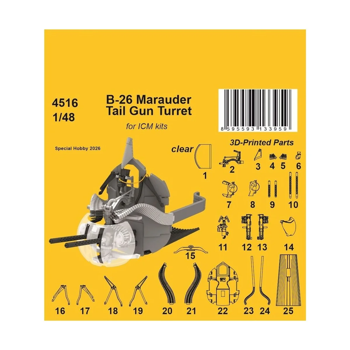 B-26 Marauder Tail Gun Turret for ICM, 1/48 - CMK 129-4516