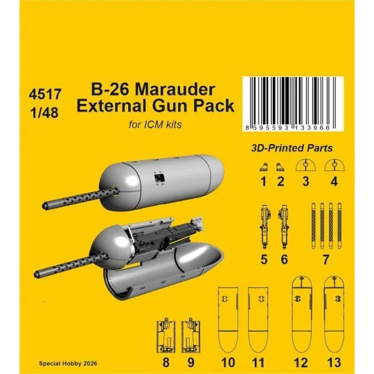 B-26 Marauder External Gun Pack for ICM, 1/48 - CMK 129-4517