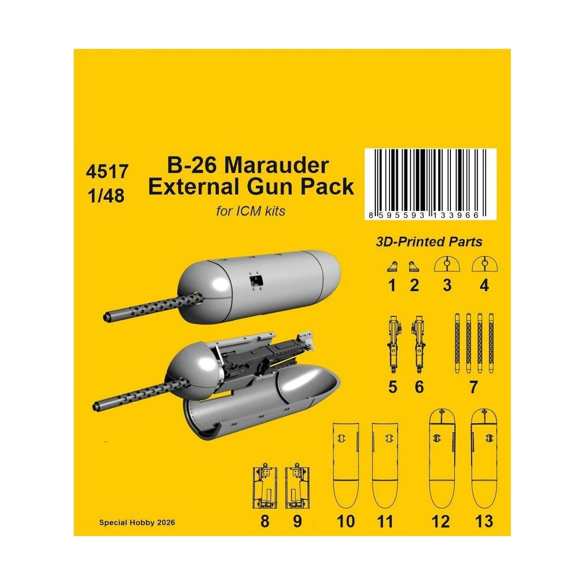 B-26 Marauder External Gun Pack for ICM, 1/48 - CMK 129-4517