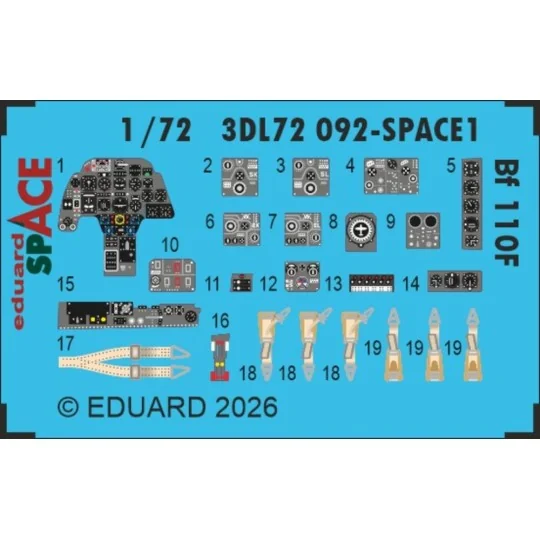 Bf 110F SPACE 1/72 for Eduard, 1/72 - Eduard Accessories 3DL72092