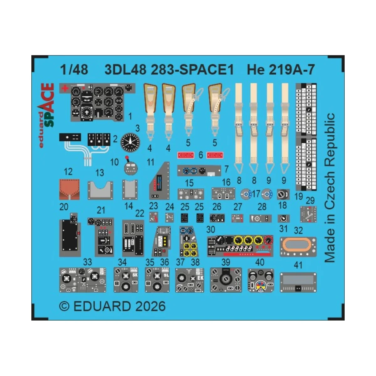 He 219A-7 SPACE 1/48 for Tamiya, 1/48 - Eduard Accessories 3DL48283