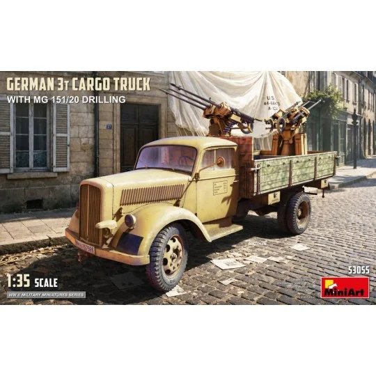 German 3t Cargo Truck with MG 151/20 Drilling, 1/35 - MiniArt 53055