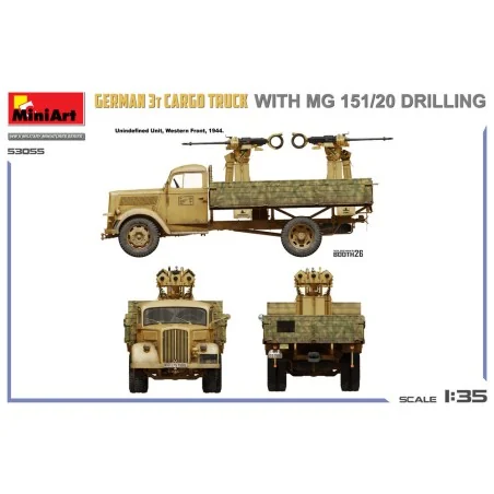 German 3t Cargo Truck with MG 151/20 Drilling, 1/35 - MiniArt 53055