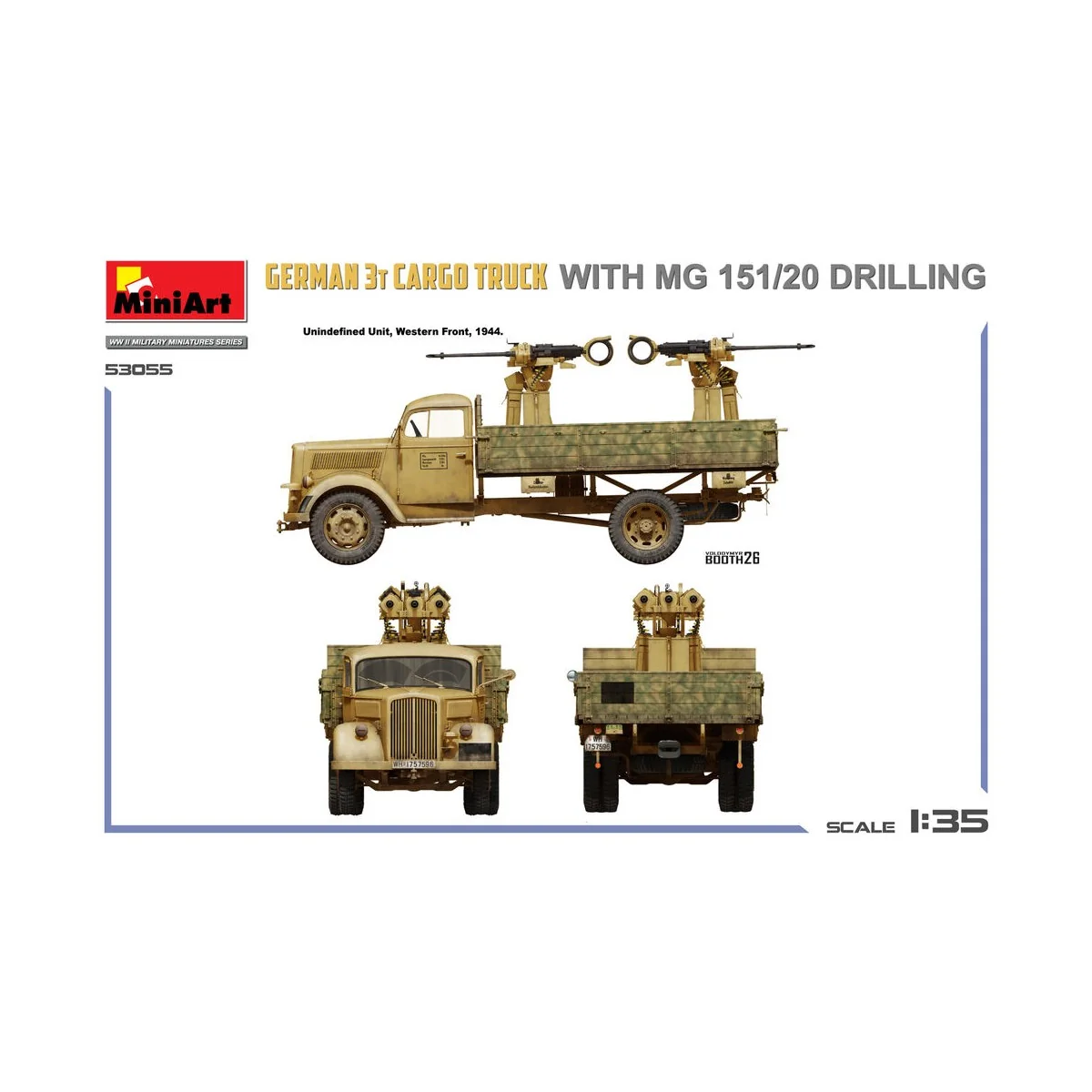 German 3t Cargo Truck with MG 151/20 Drilling, 1/35 - MiniArt 53055
