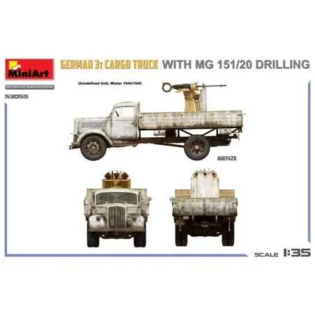German 3t Cargo Truck with MG 151/20 Drilling, 1/35 - MiniArt 53055