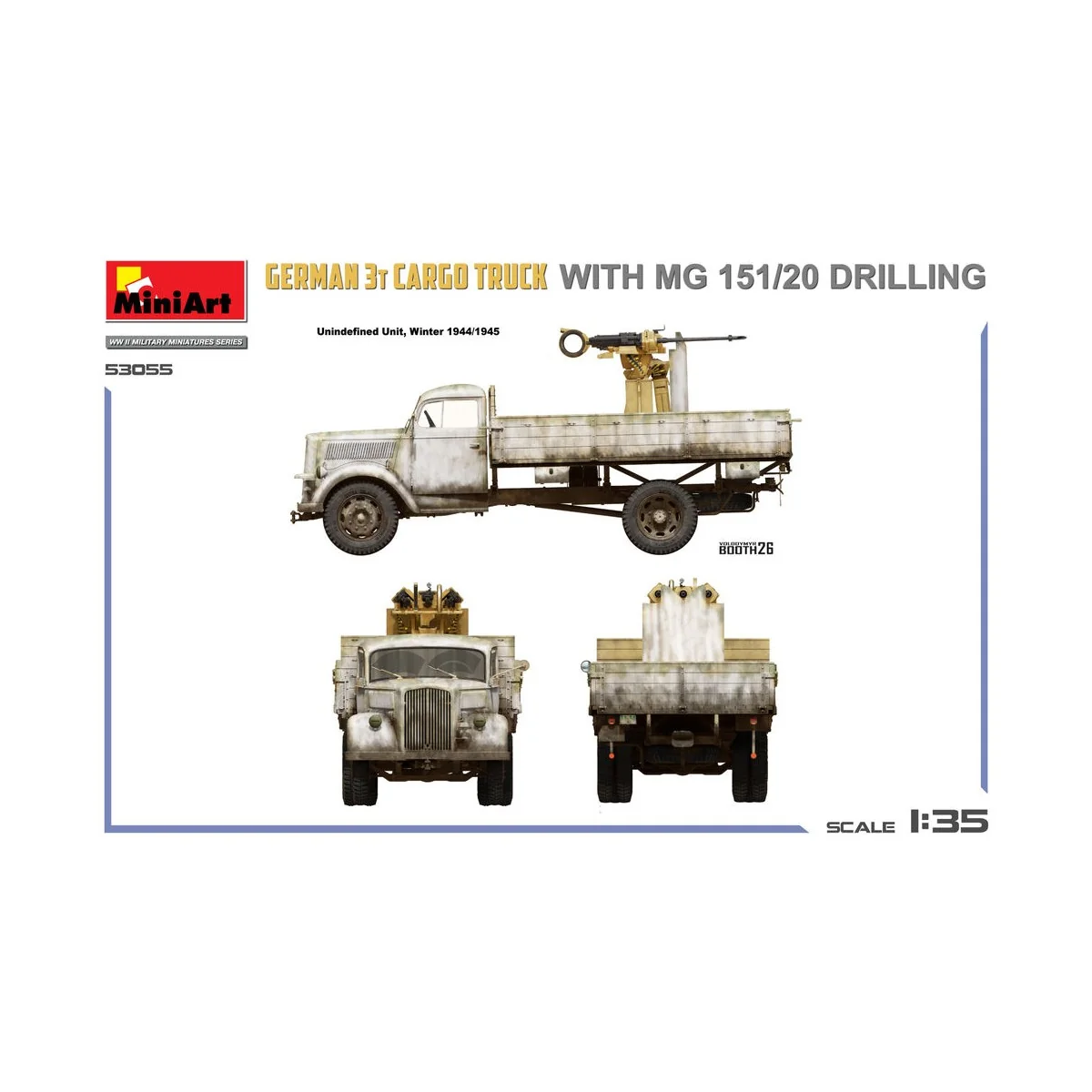 German 3t Cargo Truck with MG 151/20 Drilling, 1/35 - MiniArt 53055